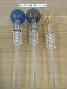 Colorful Glass Straws, 5.5-Inch Elegant High Borosilicate Glass Straws, Suitable For Birthday Parties, Cocktails, Whiskey, Coffee, And Juice. - 彩色 - 查看 3