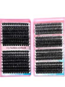 200D/160D/120D/100D/80D/60D High Capacity Eyelash Book, 504pcs Synthetic Mink False Eyelashes, Fluffy Wispy 0.07mm D Curl 12-18mm Mixed Length Individual Lashes, Natural Soft Eyelash Extension Makeup, Suitable For Any Style, Reusable - D - 查看 3