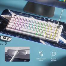 MAGEGEE TS68 60% 紧凑型有线键盘，61 键，RGB 背光，小型便携式薄膜键盘，适用于 Windows PC、笔记本电脑和游戏本。 - 黑色 - 查看 3
