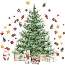 New Calcomanías de pared grandes para árbol de Navidad calcomanías de pared de acuarela para despegar y pegar calcomanías de pared gigantes para baño recámara sala de estar oficinas decoración del hogar - Vistoso - Ver 2