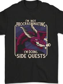 Funny Role Playing Games RPG Side Quests Womens T-Shirt 100% Cotton - 黑色 - 查看 1