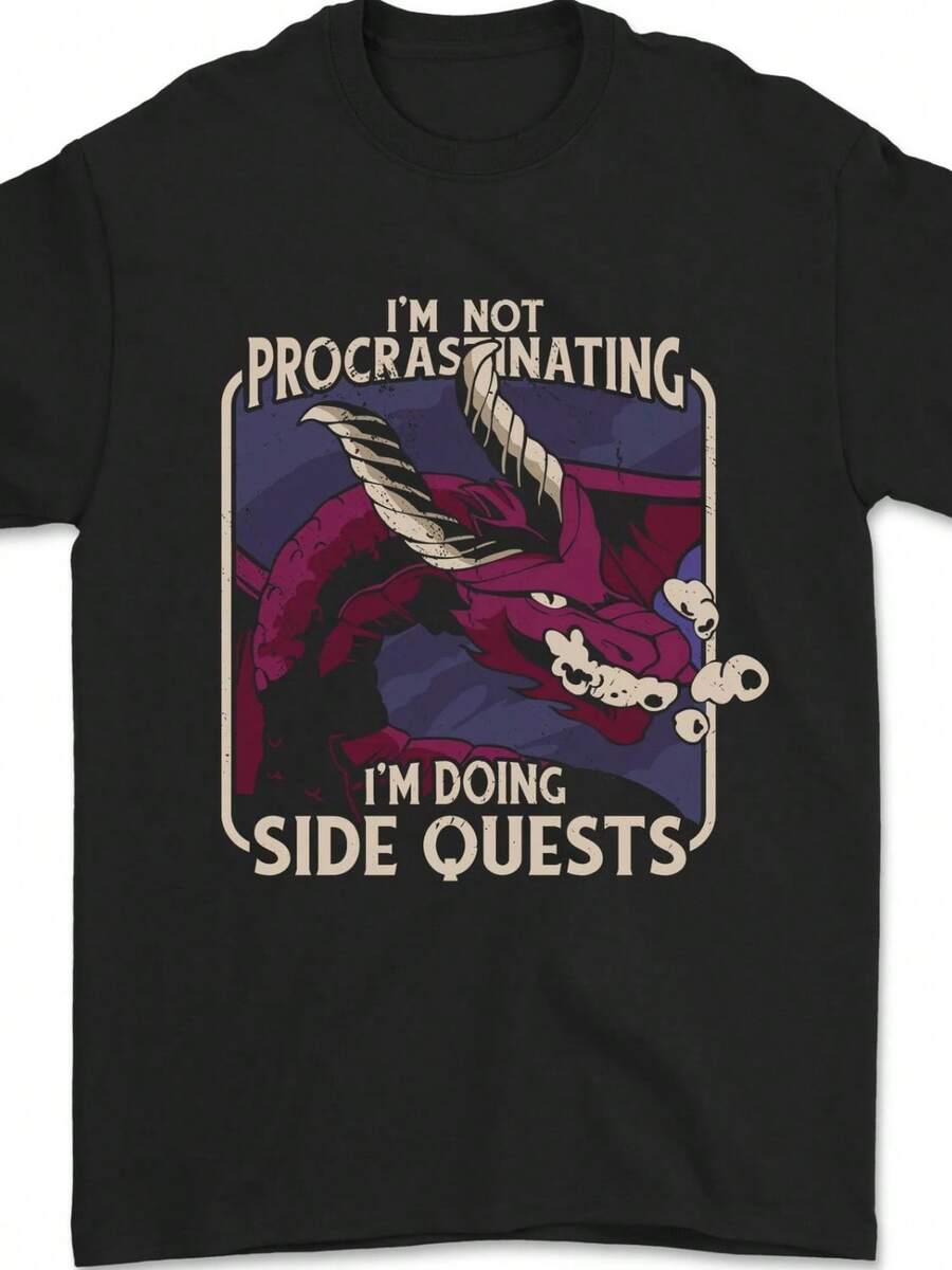 Funny Role Playing Games RPG Side Quests Womens T-Shirt 100% Cotton - 黑色 - 查看 1