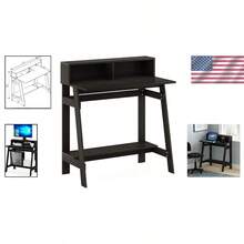 Compact Rectangular Espresso Computer Desk With Desk Hutch - Durable Design - As Pic - View 2