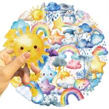 SCXXBSW 50pcs Watercolor Weather Stickers, Cool Anime Stickers, Decorative Stickers, Waterproof And Durable. Classic Gift Decorations, Value Pack, Cute Cartoon Stickers, Waterproof And Durable. These Phone Case Decorations Can Be Applied To Laptops, Mobile Phones, Water Bottles, Guitars, Skateboards, Suitcases, Etc., Starting Your DIY Creative Journey. They Are The Top Choice For Gifts During Halloween And Christmas. - Multicolor - View 5