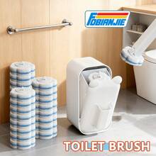 FOBIANJIE Brosse de toilette jetable, brosse de nettoyage de cuvette de toilette avec 12/40 pièces de recharge de brosse de toilette, tampons de recharge de nettoyant pour toilettes, brosse de toilette jetable et caddy de rangement pour le nettoyage de la salle de bain - Multicolore - Voir 4