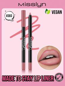 Misslyn 持久高显色唇线笔，乳霜凝胶配方，顺滑易涂，打造自然妆效，可用卷笔刀削尖，色彩饱和度高，打造自然唇妆，持久哑光唇线笔 - 303 - 查看 2