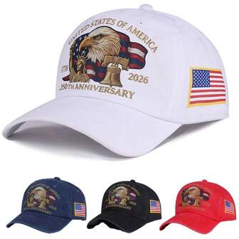 1pc Patriotic USA 250th Anniversary Vintage Baseball Hat, Embroidered American Flag & Liberty Bell Cap, Daily Outdoor Fashion Accessory