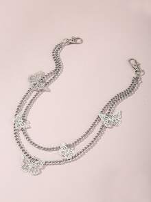 1件装女士时尚朋克风多层蝴蝶链，适合日常佩戴、派对、度假和旅行装扮 - 銀色 - 查看 2