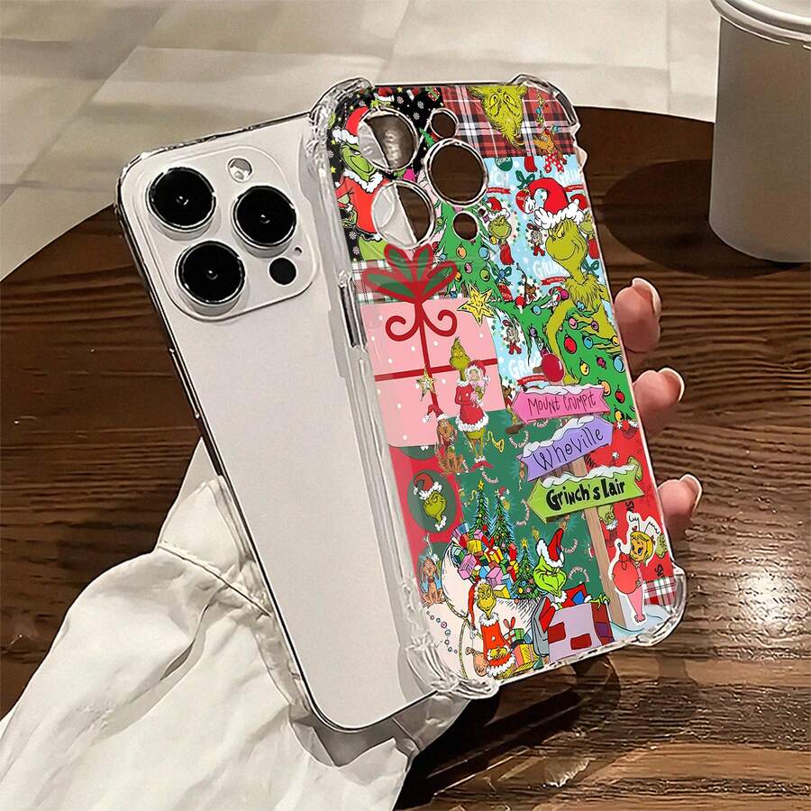 Funda transparente para teléfono con diseño navideño del , resistente a caídas y con cuatro esquinas reforzadas. Compatible con teléfonos , 17, 16 Pro Max, 15 Pro Max, 13 y 12. Fabricada en TPU para una protección eficaz contra golpes y caídas. Un regalo ideal para familiares, amigos, seres queridos, parejas y para celebrar la Navidad. - transparente - Ver 1