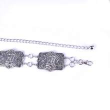 1pc Patterned Boot Strap Vintage Carved Belt, Casual Pants Chain Accessory Suitable For Skirts, Jeans, Spring/Autumn Holidays & Daily Wear - Silver - View 4
