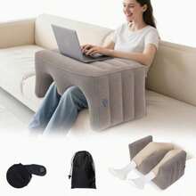 Inflatable Reading Pillow Laptop Lap Desk With Inflatable Bag Adjustable Gaming Pillows For Bed Couch Floor Portable Leg Elevation Pillow For Comfortable Reading Working Crocheting - 灰色 - 查看 1