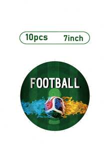 10pcs Soccer Themed Party Supplies Set - Disposable Paper Plates, Cups And Napkins With Flame And Soccer Ball Patterns | Soccer Game Day Decorations, Suitable For Football Watching Parties | Sports Theme Tableware Set For Boys Birthday Party And Adult Soccer Fan Gatherings, Essential For Home Party Decor - Multicolor - View 8