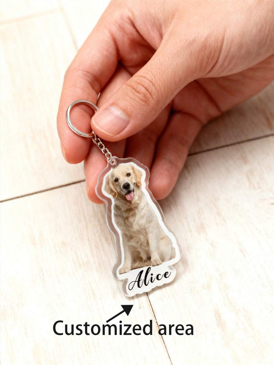 Customized Photo Keychain With Chain - Personalized Acrylic Name Tag With Metal Ring, Charming Design, Suitable For Backpacks And Travel Gear | Ideal Gift For Birthday, Anniversary And Loved Ones - Style 3 - View 1