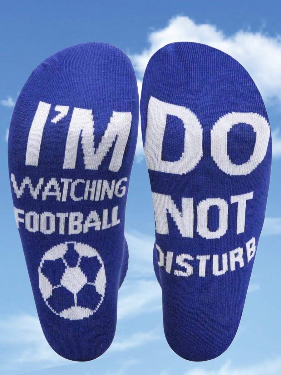 Men's And Women's Four Seasons Fun Socks, Men's Mid Socks, Men's Short Socks, Women's Mid Socks, Women's Short Socks, Fun Socks, Fun Text "I'm Watching Football Don't Disturb Me", Patterns Suitable As Holiday Gifts For Couples, Suitable For Daily Home Travel And Office - Multicolor - View 1