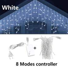 3,5m-40m Luces de Cadena de Carámbanos LED, 8 Modos de Control con Memoria, Luces de Hadas de Cortina LED, para Decoración de Calle, Jardín, Año Nuevo, Pasillo, Terraza, Fiesta, Navidad