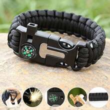 5-In-1 Survival Bracelet With Paracord, Compass, And Whistle - Black - View 2