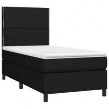 vidaXL Letto a molle con materasso e LED, nero, 100x200 cm, tessuto - nero - Visualizzare 3