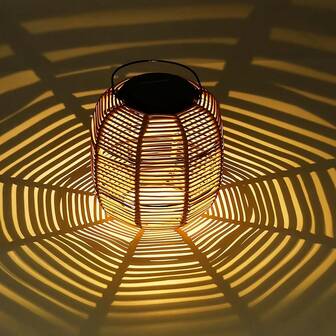 1 Piece Handmade Wicker Outdoor Solar Lantern, Bohemian Style LED Bulb Hanging/Standing Hand-Woven Solar Light, Suitable For Courtyard Garden Balcony Decoration Christmas, Valentine's Day And Other Festive Atmosphere Decorations And Gifts