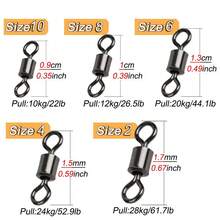 250个/盒 5种混合款式钓鱼桶轴承滚动旋转实心环LB路亚连接器尺寸2/4/6/8/10
