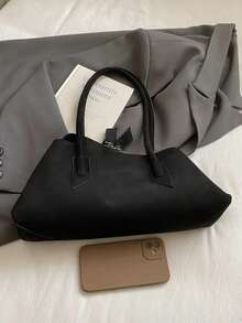 2025 New Vintage Niche Design Asymmetrical Geometric Suede Handbag, Large Capacity Commuter Versatile Shoulder Underarm Bag, Fashionable Tote