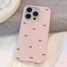 KAIWD 1pc Guava Pink & Deep Gray Bowknot Soft Case Compatible With Iphone 17 Pro Max, Apple 15, Sweet, Girly, Geometric, Minimalist, Fresh, Soft Girl, Ins Style - Baby Pink - View 4