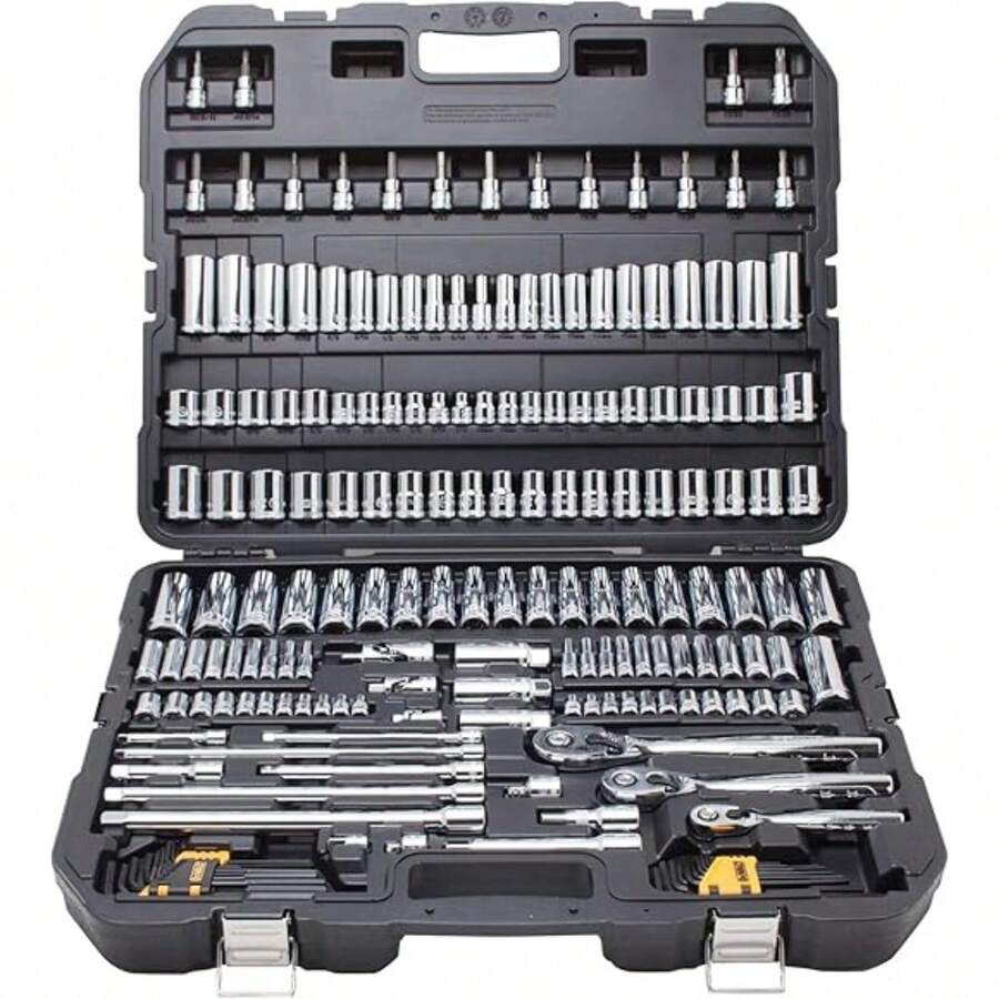 46-Piece Chrome Vanadium Steel Socket Wrench Set, 1/4-Inch Drive With Ratchet And Extension Bar, Metric Size, No Assembly Required, Hand Tool Kit For Car, Bicycle, And Motorcycle Repair. - Nhiều màu - Xem 1