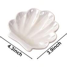 Conch Shape Jewelry Dish Ceramic Holder Ring Trinket Tray, Ocean - Themed Decorative Trinket Dish, Suitable Mother Friend Sister, Gifts Women, Home Decor Trinket DishSea Blue - 貝殼白 - 查看 2