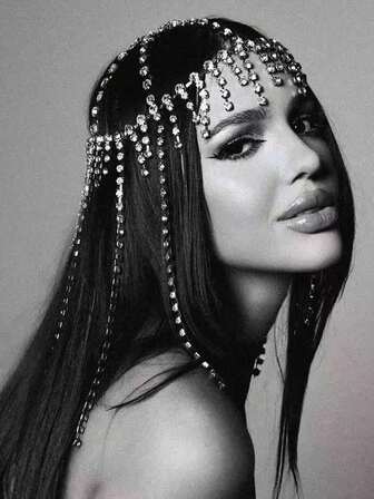 1 st/set tofshårkedja, modern lyxig håraccessoar med strass, dekoration för scenframträdanden för kvinnor, huvudbonad, huvudsmycken