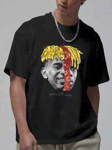 Camiseta Para Hombre Casual Y Moderna Con Diseño De Arte Grafico De Cara Dividida En Dos Estilos Ropa De Hombre Con Estilo Playeras Sudaderas Y Camisas Comodas Ideal Para Uso Diario Trabajo Y Salidas Facil De Combinar Muestra Tu Estilo - Negro - Ver 2