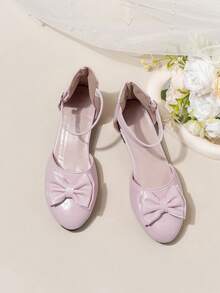 A Pair Of The Latest Summer Bow Buckle Decorated Hook And Loop High-Heeled Sandals For Children In 2025, Fashionable, Casual, Comfortable And Simple. They Are An Excellent Choice For Daily Outings, Shopping In Malls, School Performances, Birthday Parties And Park Walks, And Can Be Easily Matched With All Kinds Of Children's Clothing - 粉色 - 查看 2