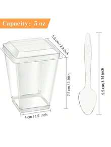 100pcs 5oz Plastic Dessert Cups With Lids And Spoons, Clear Parfait Cups, Pudding Cups, Mini Party Serving Cups For Appetizers, Fruit, Yogurt, Ice Cream, Suitable For Christmas, Halloween And Other Occasions