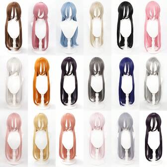 Karida Cosplay Wig Long Synthetic Cosplay Hair With Bangs 32 Inch Universal Cosplay Wigs For Synthetic Hair Spiky Layered Straight Cosplay Wig For Men Fancy Dress Glueless Heat Resistant Fiber Hair High Density Natural Looking Cosplay Wig