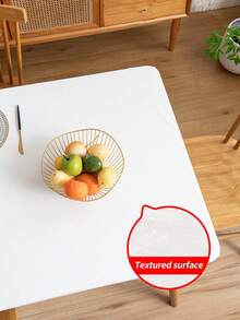 1pc Rectangular Elastic Tablecloth Cover, Waterproof And Oil-Proof Tablecloth, Beige Elastic PU Faux Leather Material, Easy To Clean Tablecloth, Suitable For Dining Table, Dining, Party And Outdoor Garden - Beige - View 5