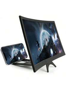 Mobile Phone Screen Magnifier (1 Piece), 12-Inch Curved Mobile Phone Screen Magnifier, Upgraded High-Definition 3D Mobile Phone Screen Amplifier, Mobile Phone Stand With Screen Magnification Function, Compatible With All Smartphones, Suitable For Watching Movies And Videos.