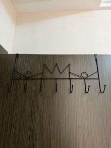 1pc 7-Hooks Over The Door Organizer Hooks, Metal Material, Wall Mounted Rack, Coat Hanger, Towel Rack, Storage Hang Rack, Wall Decor Frame, Perfect For Hanging Towels, Clothes, Hats, Wallets And Bathrobes, Home Decor, Furniture Storage - Black - View 14