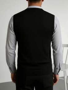 Herr höst/vinter klassisk rundhalsad tröjväst - Svart - Visa 2