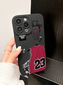 Funda para  con diseño de camiseta de baloncesto y el número 23, compatible con los modelos  17 Air, 16E, 15, 14, 13, 12, 11, XS Max/XR/Mini/Pro/Plus/Pro Max, y también con  S25/S24 Ultra/S23 FE/S22 Plus/ S21/S20/A81/A55/A54/A35/A34/A32/A25/A24/A21S/A16/A15/A13/A12/A06/A05/A04/A03, OPPO Reno/FIND/A/F, VIVO S/Y/V, series /Redmi/POCO/NOTE, series Honor X. Fundas de TPU para teléfonos que ofrecen protección a prueba de golpes, caídas y manchas, esenciales para uso personal o para regalar. Perfectas para San Valentín, Halloween, Navidad, Año Nuevo y todas las ocasiones festivas. - Negro - Ver 2