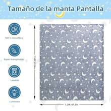AKASENKO Manta Espacial con Estrellas y Luna 120x150 cm - Forro Polar Que Brilla en la Oscuridad para Cama o Sofá (Galaxia ) - Regalo para Niños y Adolescentes ()(Gris) - Unitalla - Ver 3