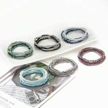 Xuzhiyuan Boho Colorful Stackable Crystal Glass Beads Stretch Bracelets Multilayered Bracelets For Women Bohemian Jewelry,Green4pcs - 綠色4件套裝 - 查看 3