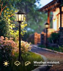 Hoodink 63 Aluminum Lamp Post Light 2Pcs Warm White Powered Outdoor Decor Garden Pathway Yard Front Back Door - 63吋柱燈 - 查看 6