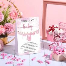 51pcs Baby Shower Game Set, Includes "Don't Say Baby" Sign And 50pcs Plastic Baby Shower Clothespins, Baby Shower Party Supplies For Gender Reveal - Pink - View 5