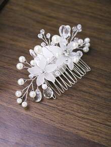 Peigne à cheveux de mariée en perles fait main pour l'exportation transfrontalière, accessoires de coiffure, décoration de robe de mariage couleur argent