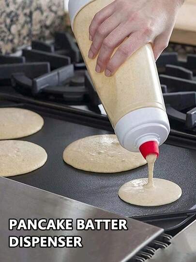 1pc Pancake Batter Dispenser With Built-In Stirring Ball And Clear Measurement Markings. Combines Manual Mixing And Precise Dispensing For Cupcake, Muffin And Pancake Batter. Made Of High-Quality Materials With Non-Slip Bottle Design, Suitable For Home Baking, Breakfast Making, Party Catering And Dessert Shop Kitchen.