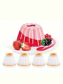 4件套布丁/慕斯模具套装，带盖果冻模具，适用于制作果冻、意式奶冻、蛋奶沙司和巧克力甜点 - 彩色 - 查看 7