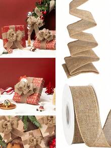 1 rotolo 4cm*4,5m Nastro artigianale in iuta, colore arancione naturale e verde oliva, nastro in iuta per artigianato fai-da-te, decorazione matrimonio, confezione regali e forniture per feste, decorazione eventi rustici | Materiale artigianale versatile | Texture durevole - Multicolore - Visualizzare 10