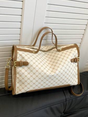 Borsa shopper di grandi dimensioni ispirata ai designer, per donna, borsa da viaggio , chiusura con cerniera, fodera in poliestere, bordi dipinti, motivo a lettera classico