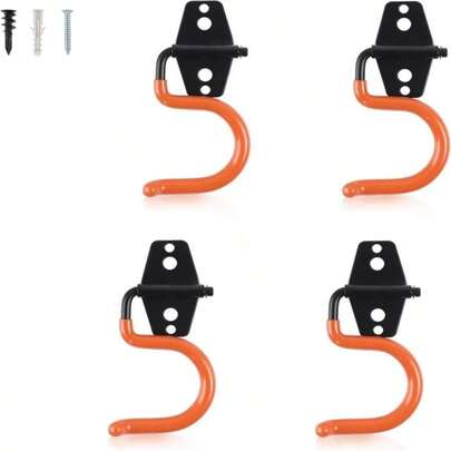AOBEN Garage Hooks Heavy Duty, Steel Garage Storage Hooks, Utility Tool Hangers And Combinable Wall Mount For Organizing Ladders, Bikes, Hoses, And More Equipment (Large J, 4 Pack)
