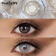 FRESH LADY Kính áp tròng màu dùng một lần Freshlady 14.20mm, hàm lượng nước 40%, thoải mái và mềm mại, có các màu xanh lá cây, xanh dương, xám, xám bạc, phù hợp để đeo hàng ngày, trang điểm và dự tiệc. - 0 - Xem 11