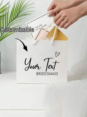 Anpassningsbara presentpåsar till brudtärnor och bröllopsfest - Personlig design med "Din text", presentpåsar av hög kvalitet för möhippa, födelsedagar, alla hjärtans dag, årsdagar, mångsidig användning, brudtärnepresenter