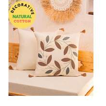 MADE IN TURKEY Kissenbezug - 45x45 cm, natürliche Baumwolle mit Quasten Detail - Weiss - Übersicht 1